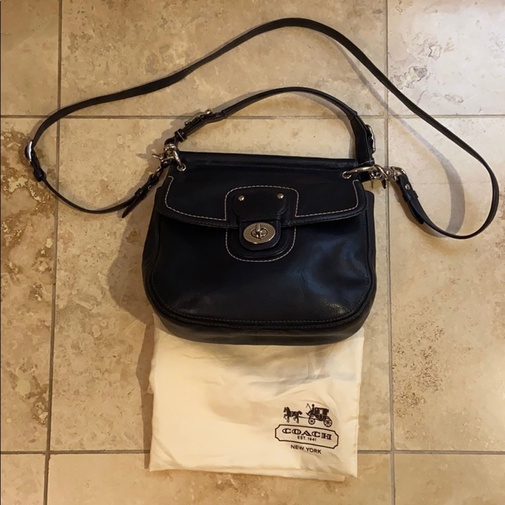Coach Vintage Navy Blue Saddle Bag